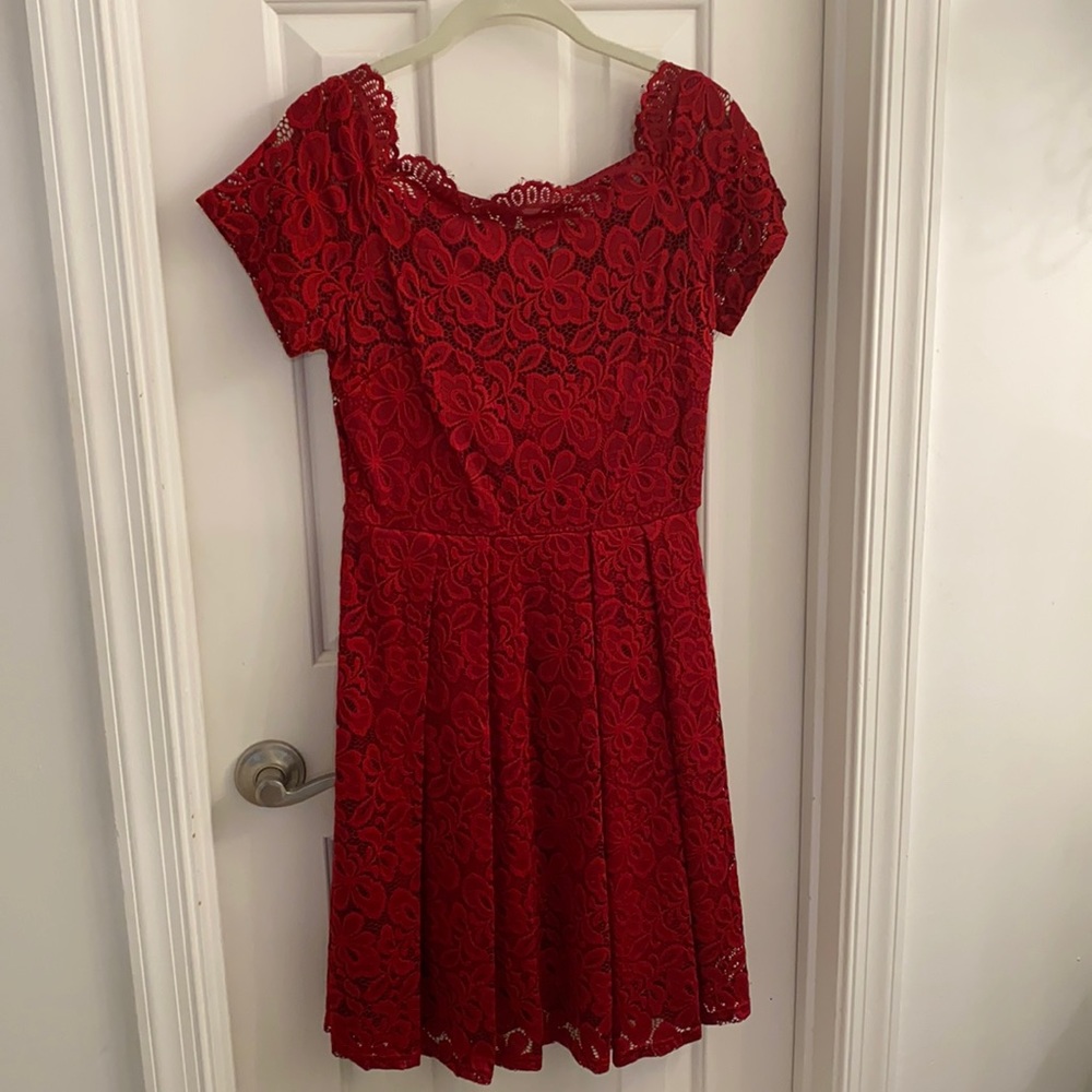 Miss May red lace dress